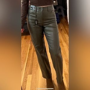 Express Straight Ankle High Rise Leather Jean